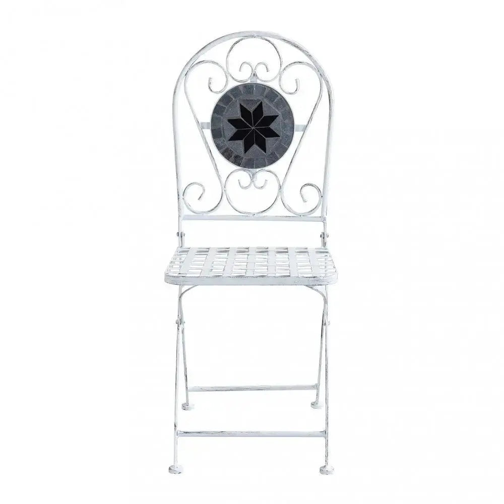 Bistro-Set Alison 3-teilig: Antikweiß Tisch 60x72 cm, Stühle 36x35x91 cm