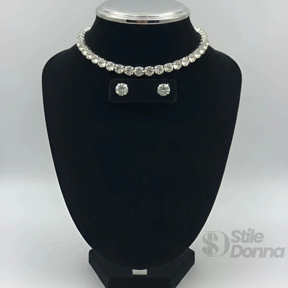 Stile Donna Bags - Set Collana Tennis Oro e Orecchini