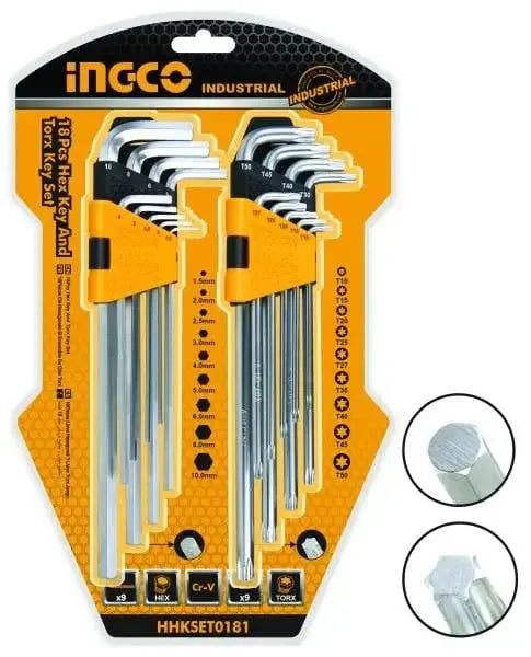 Set chiavi lunghe esagonali e torx ingco