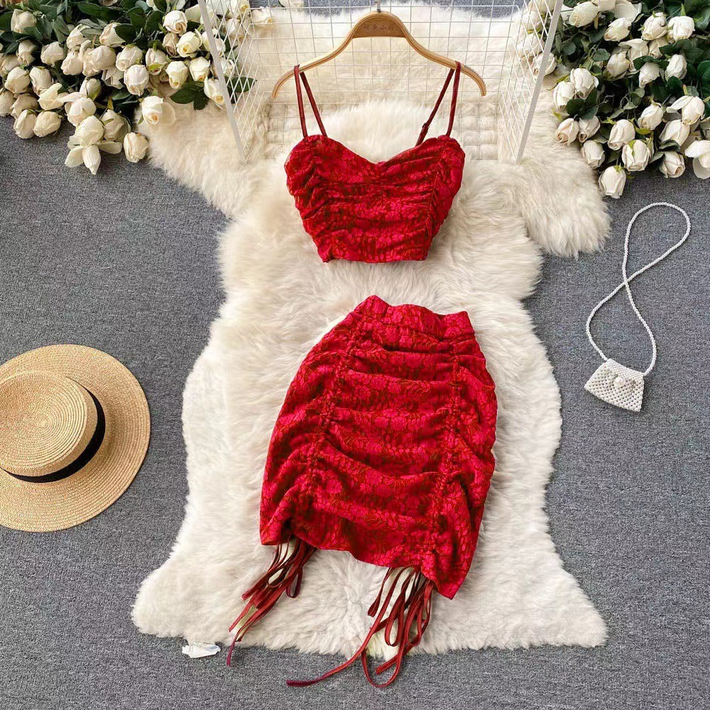Abito Estivo Donna Due Pezzi – Set Gonna e Top in Stile Coreano, Elegante e Comodo