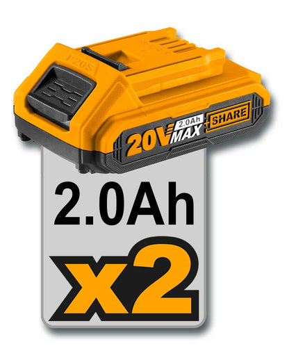 Set trapano e avvitatore ad impulsi 20v con 2 batterie da 2ah+caricabatteria