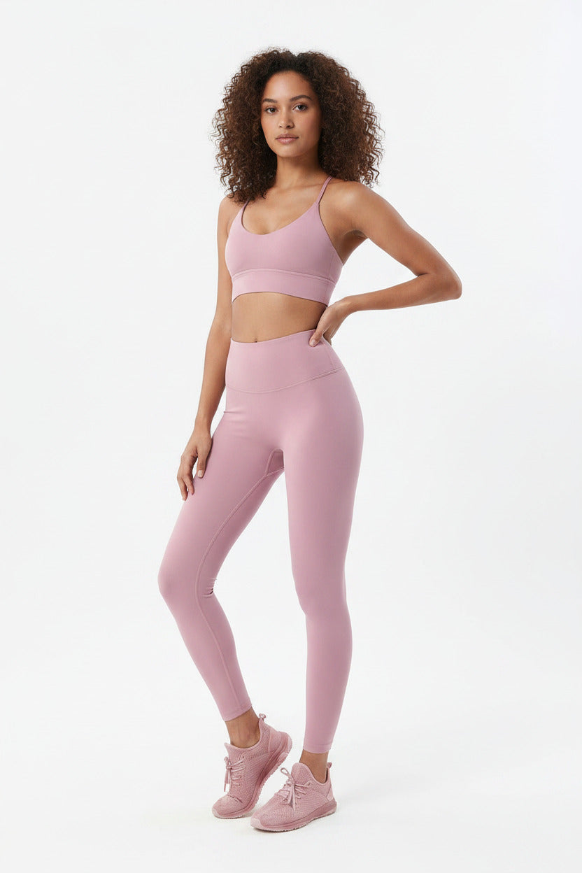 Completo Sportivo Donna 2 Pezzi con Leggings Vita Alta e Reggiseno Sportivo