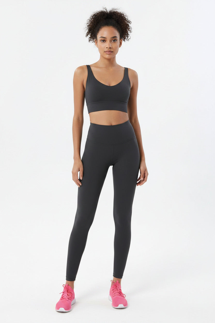 Completo Sportivo Donna 2 Pezzi con Leggings Vita Alta e Reggiseno Sportivo