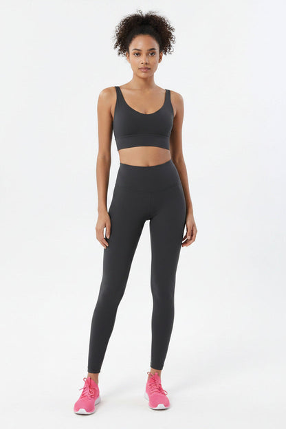 Completo Sportivo Donna 2 Pezzi con Leggings Vita Alta e Reggiseno Sportivo