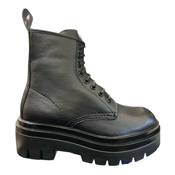 Shooters Anfibio Donna Platform 8 Fori S16005-01 Nero Pelle Suola Roccia