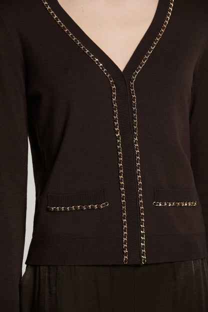 Relish Cardigan CHAINSY manica 7/8 con patte più profili catena RDA2602054003 cioccolato