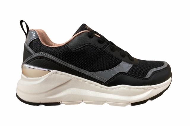 Skechers Rovina Clean Sheen Sneakers Casual Donna Nero 155046