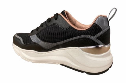 Skechers Rovina Clean Sheen Sneakers Casual Donna Nero 155046