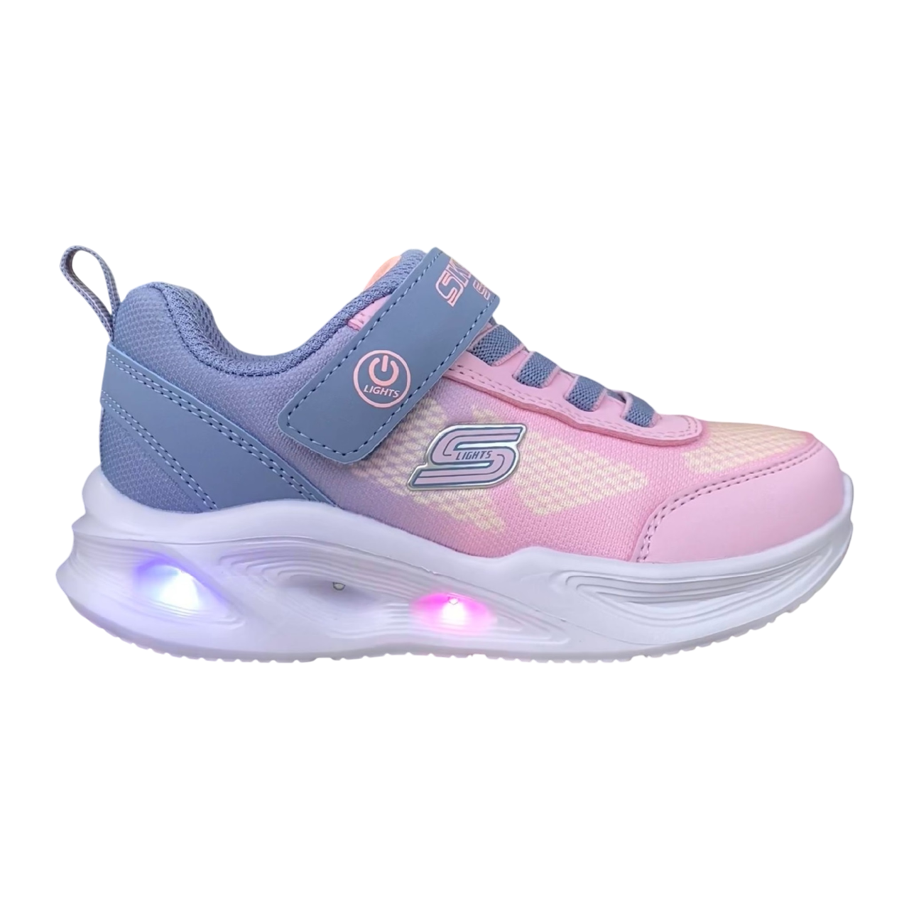 Skechers Sneakers Bambina S-Lights Sola Glow Ombre Deluxe 303714L/GYLP Grigio Rosa