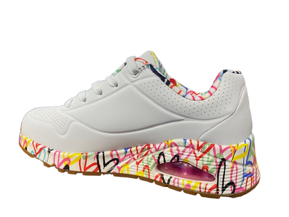 Skechers Uno Loving Love 155506 WHT Sneakers Donna Bianco Memory Foam