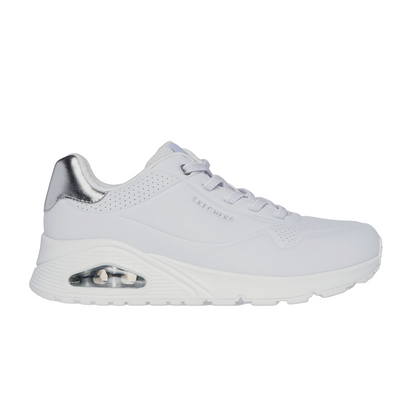Skechers Uno Shimmer Away Lifestyle Sneakers Donna Bianco Argento - 155196/WSL