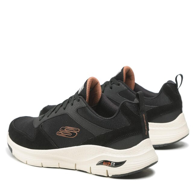 Skechers Arch Fit Servitica 232101 BLK Sneakers Uomo Nero - Supporto Plantare Arch Fit