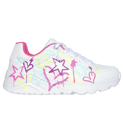 Skechers scarpa sneakers da ragazza Uno Lite My Drip 310391L/WMN bianco-multicolore