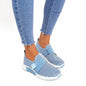Women's Slip-On Sneakers with Rhinestones – Comfortable Glitter Non-Slip Shoes