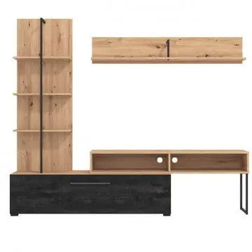 Soggiorno Evora Rovere Artigiano e Carbon - Dimensioni: cm 205 x 41,5 x 173 h
