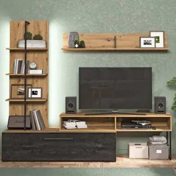 Soggiorno Evora Rovere Artigiano e Carbon - Dimensioni: cm 205 x 41,5 x 173 h
