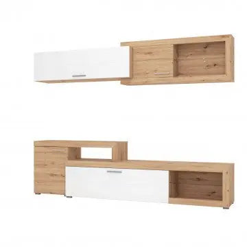 Wohnzimmer Kanas Eiche Handwerker und Weiß Lackiert cm 248,5 x 41,5 x 201 h