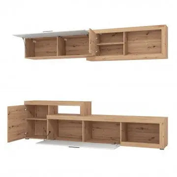 Wohnzimmer Kanas Eiche Handwerker und Weiß Lackiert cm 248,5 x 41,5 x 201 h