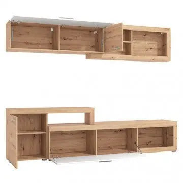 Wohnzimmer Kanas Eiche Handwerker und Weiß Lackiert cm 248,5 x 41,5 x 201 h