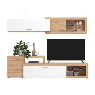 Wohnzimmer Kanas Eiche Handwerker und Weiß Lackiert cm 248,5 x 41,5 x 201 h