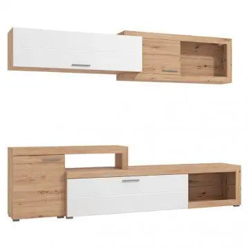 Wohnzimmer Kanas Eiche Handwerker und Weiß Lackiert cm 248,5 x 41,5 x 201 h