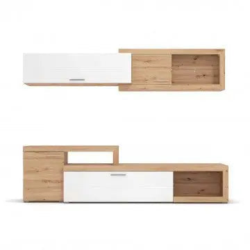 Wohnzimmer Kanas Eiche Handwerker und Weiß Lackiert cm 248,5 x 41,5 x 201 h