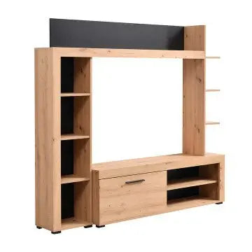 Soggiorno Rubi Rovere Artigiano e Nero - Dimensioni: cm 172,5 x 33 x 157,5 h