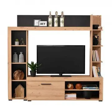 Soggiorno Rubi Rovere Artigiano e Nero - Dimensioni: cm 172,5 x 33 x 157,5 h