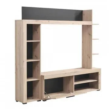 Soggiorno Rubi Rovere Grigio e Nero - Dimensioni: cm 172,5 x 33 x 157,5 h
