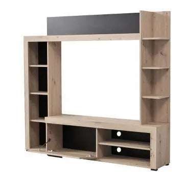 Soggiorno Rubi Rovere Grigio e Nero - Dimensioni: cm 172,5 x 33 x 157,5 h