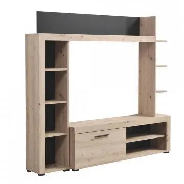 Soggiorno Rubi Rovere Grigio e Nero - Dimensioni: cm 172,5 x 33 x 157,5 h
