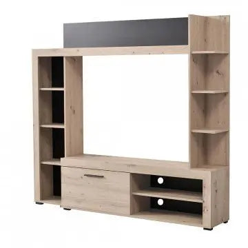 Soggiorno Rubi Rovere Grigio e Nero - Dimensioni: cm 172,5 x 33 x 157,5 h