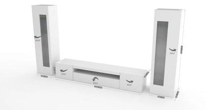 Porta TV con 2 vetrine Daiquiri in bianco lucido per il soggiorno