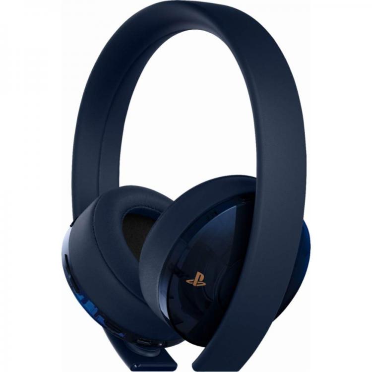 SONY WIRELESS HEADSET PS4 GOLD 7.1 500 MILLION LIMITED EDITION NAVY BLUE
