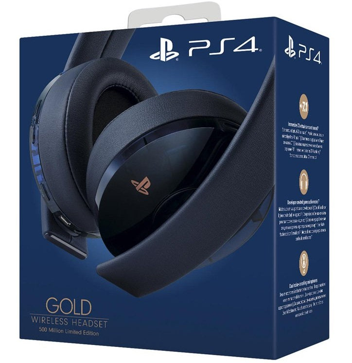 SONY WIRELESS HEADSET PS4 GOLD 7.1 500 MILLION LIMITED EDITION NAVY BLUE