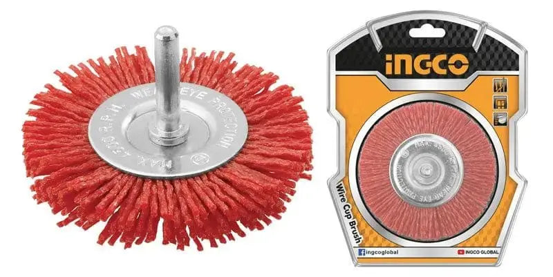 Rundbürste mit gewelltem Nylonfaden und 75 mm Schaft ingco