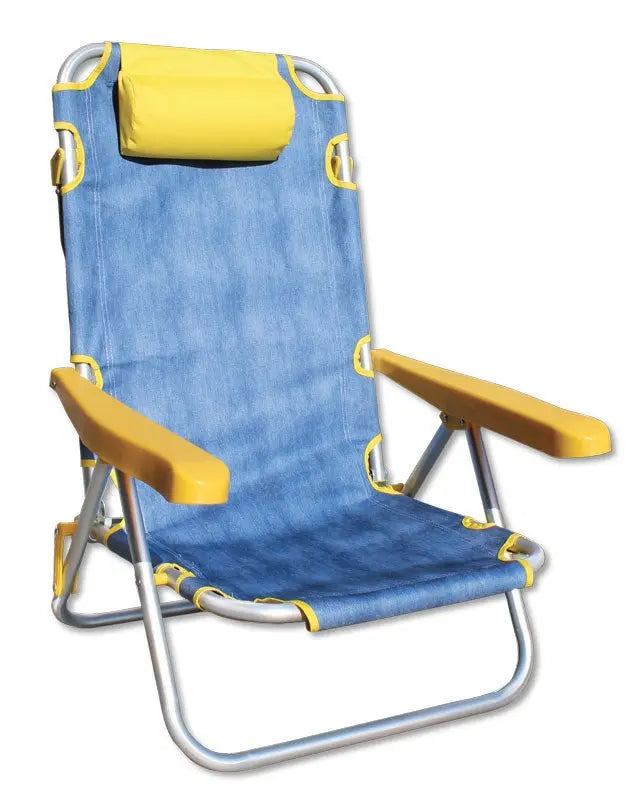 Spiaggina in alluminio tessuto jeans reclinabile in 5 posizioni blu-giallo