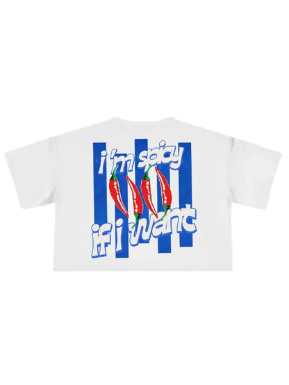 Spicy – T-Shirt Cropped Donna 180gr Cotone Pesante | Made in Italy