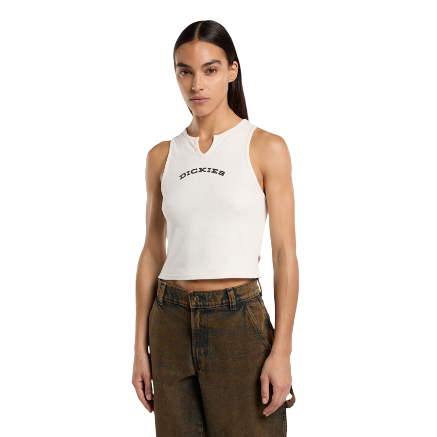 Dickies canotta con scollo a V da donna a coste DK0A8677C481 ecru