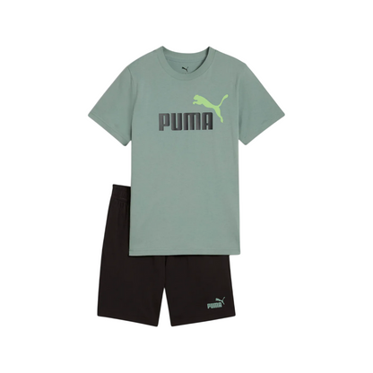 Puma completo maglietta e pantaloncino junior Essential 686298-30 salvia-nero