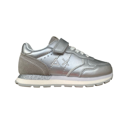 Sun68 scarpa sneakers in pelle con laccio elastico e stappo da bambina Big Ally Z35408K 44 argento