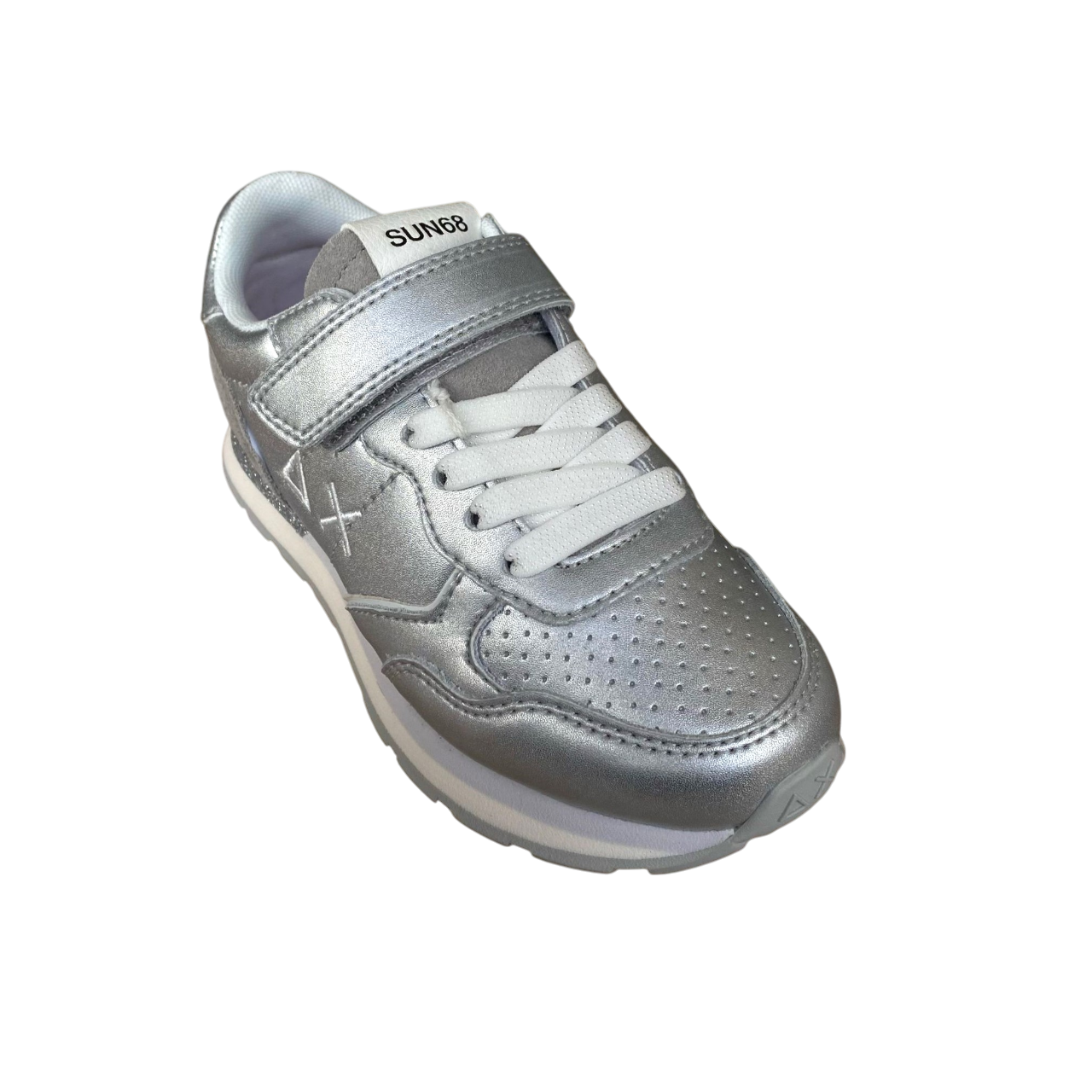 Sun68 scarpa sneakers in pelle con laccio elastico e stappo da bambina Big Ally Z35408K 44 argento