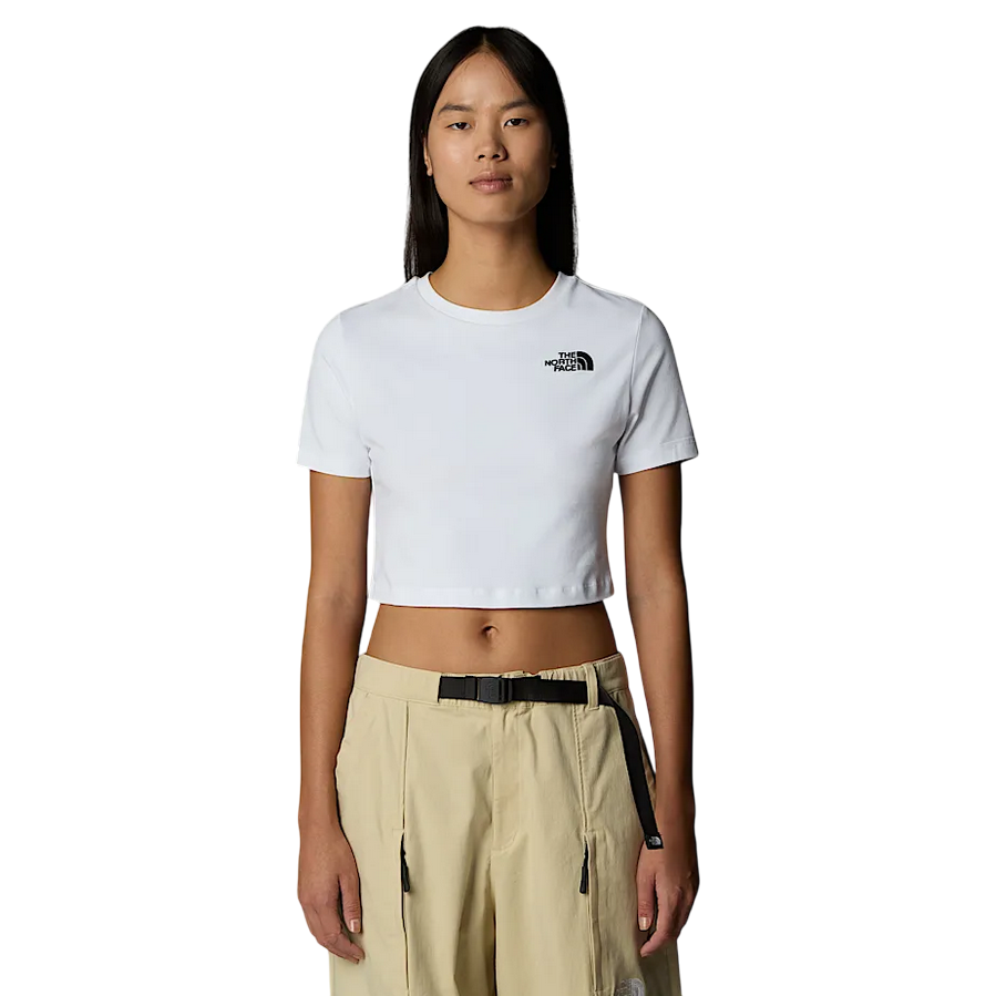 The North Face maglietta manica corta da donna essential cropped NF0A55AOFN4 bianco