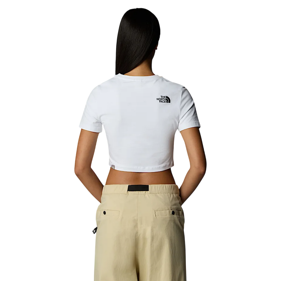 The North Face maglietta manica corta da donna essential cropped NF0A55AOFN4 bianco