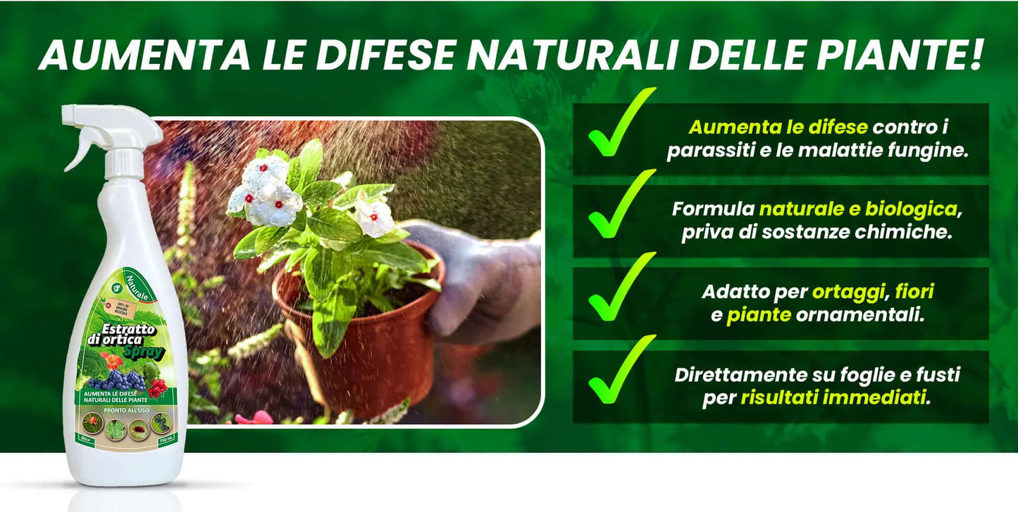 Insetticida Naturale per Piante 750 ml - A Base di Estratto Biologico di Ortica - Efficace Contro Cocciniglia, Afidi, Ragnetto Rosso e Pidocchi - Spray fba