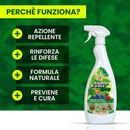 Insetticida Naturale per Piante 750 ml - A Base di Estratto Biologico di Ortica - Efficace Contro Cocciniglia, Afidi, Ragnetto Rosso e Pidocchi - Spray