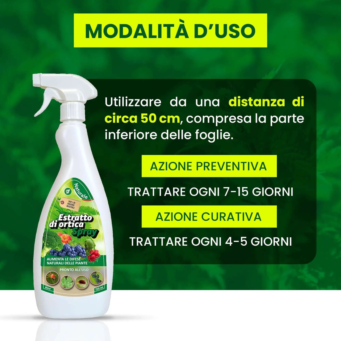 Insetticida Naturale per Piante 750 ml - A Base di Estratto Biologico di Ortica - Efficace Contro Cocciniglia, Afidi, Ragnetto Rosso e Pidocchi - Spray