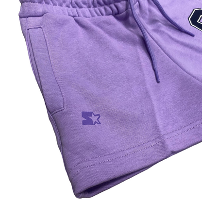 Starter pantaloncino sportivo da ragazza con ricamo. Colore lilla