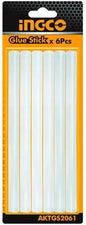 ingco hot glue sticks 6pcs - 11.22mm x 20cm