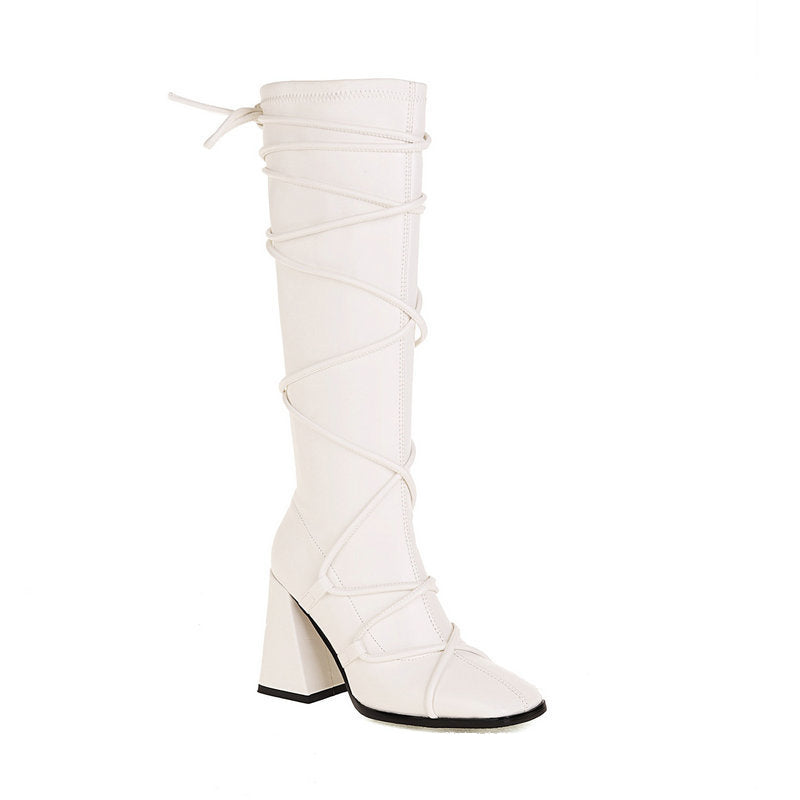 Stivali Martin Donna Alti con Lacci e Tacco Alto | Stivaletti Casual